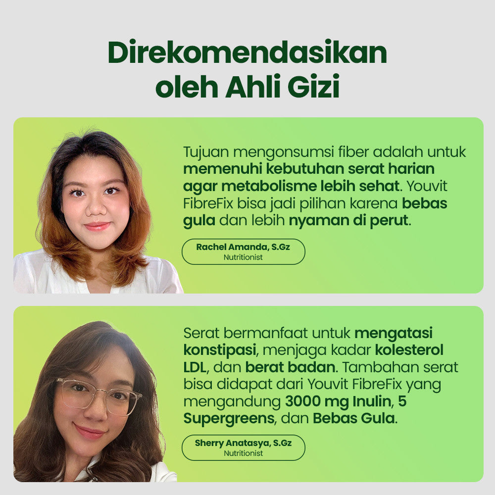 Minuman Serbuk Fiber untuk Konstipasi, Kembung & Berat Badan | Youvit 4-in-1 FibreFix 2 Sachet