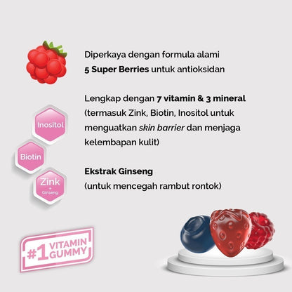 Youvit Beauti+ 1 Pouch (30 Hari) dengan Ginseng, Biotin & Vitamin E BARU