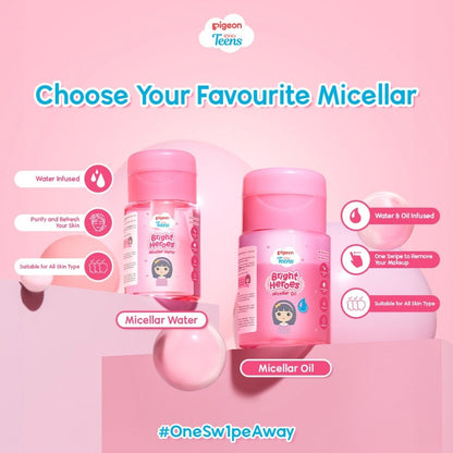 PIGEON TEENS BRIGHT HEROES MICELLAR OIL 100 ML| Micellar Oil Pembersih Wajah Double Cleansing| Skincare & Oil Infused