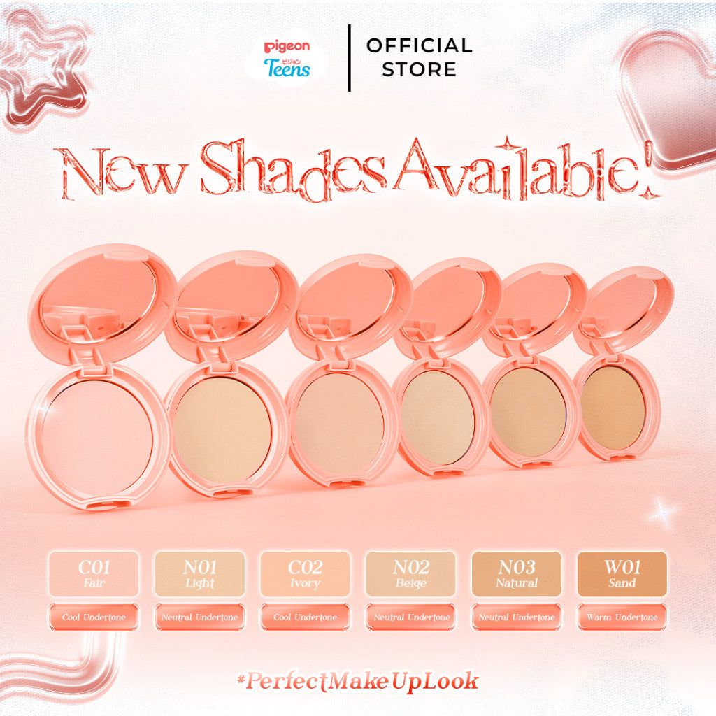 PIGEON TEENS EVERYDAY TWO WAY CAKE + UV FILTER REFILL |Bedak Foundation Padat Remaja|Medium To Full Coverage Look