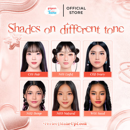 PIGEON TEENS EVERYDAY TWO WAY CAKE + UV FILTER REFILL |Bedak Foundation Padat Remaja|Medium To Full Coverage Look
