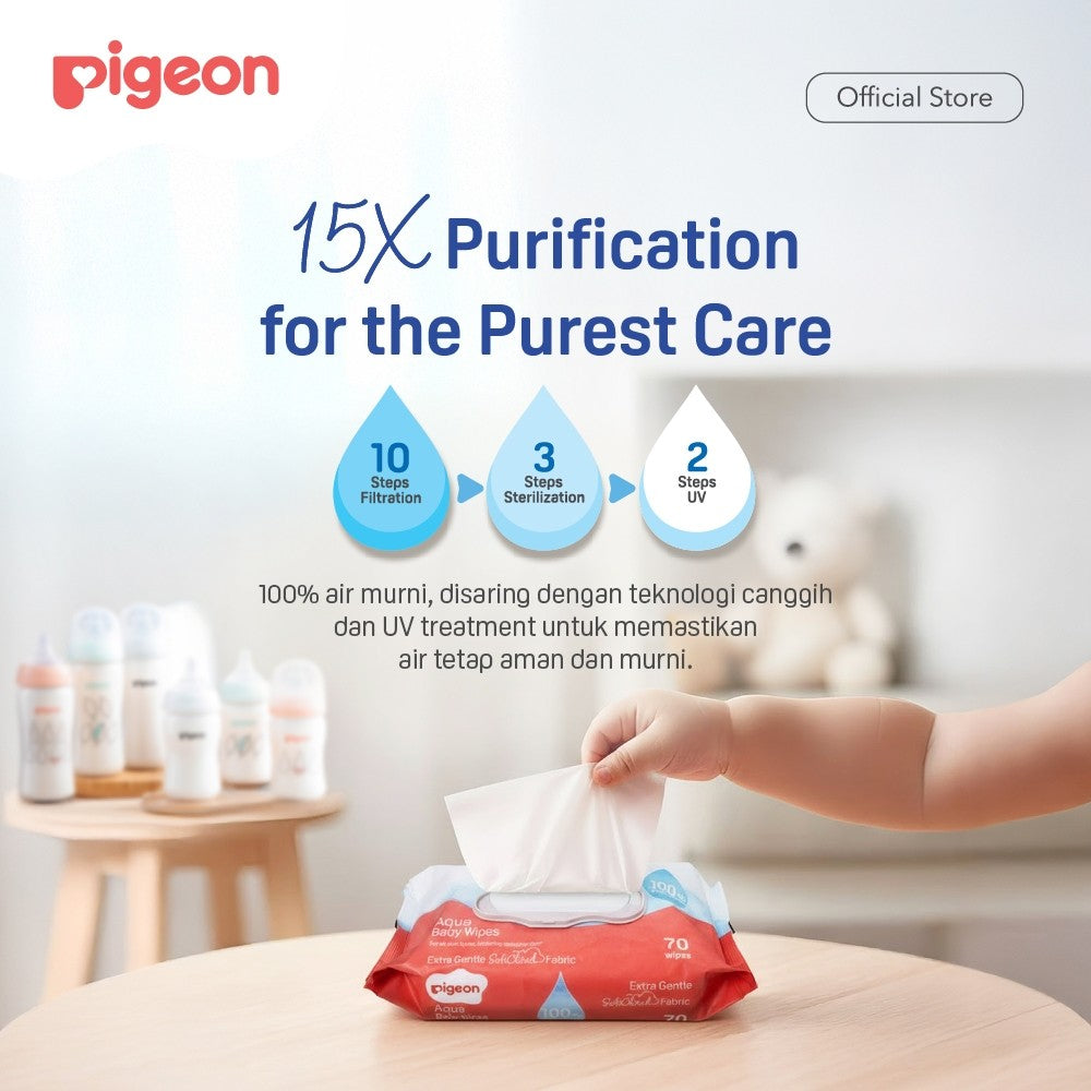 PIGEON Baby Wipes Pure Water | Tisu Basah Bayi | Pure Gentle Wipes | Wet Wipes | Food Grade