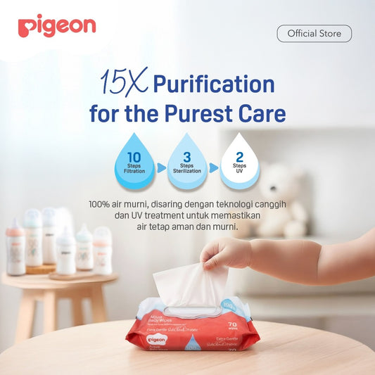 PIGEON Baby Wipes Pure Water | Tisu Basah Bayi | Pure Gentle Wipes | Wet Wipes | Food Grade