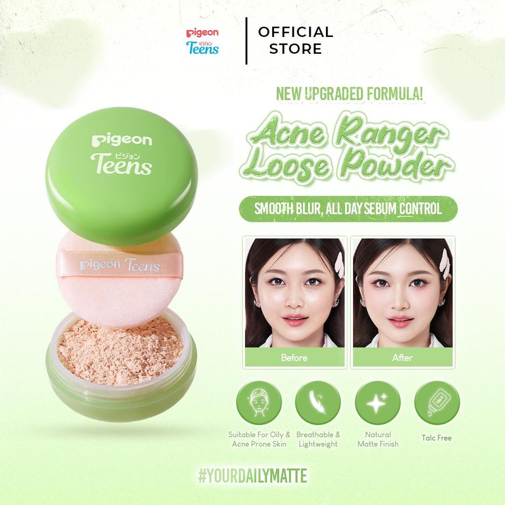 Pigeon Teens Acne Ranger Loose Powder 9gr | Bedak Tabur Remaja |Kulit & Berminyak & Berjerawat |Talc Free