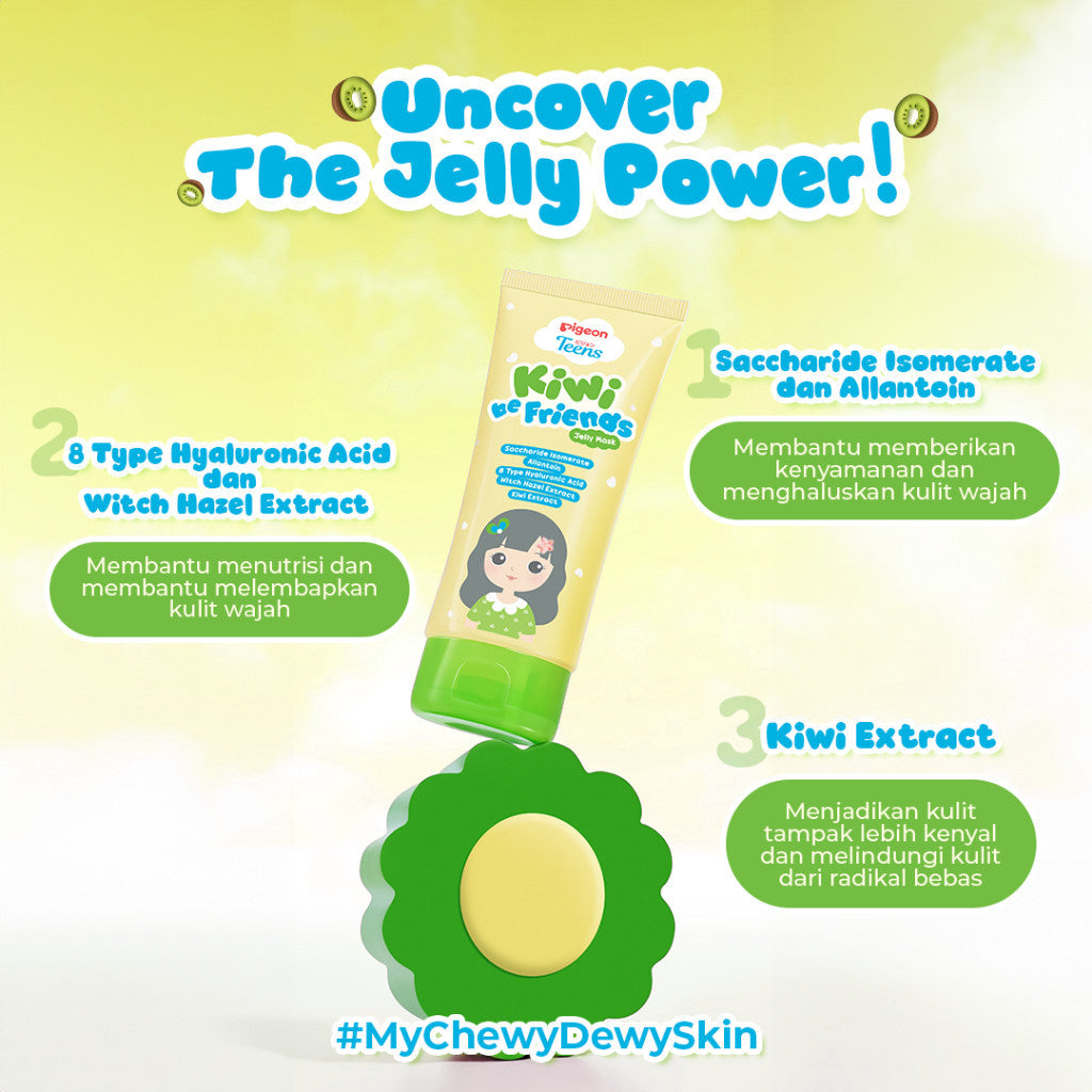 Pigeon Teens Kiwi Be Friends Jelly Mask 60ml|Skincare Remaja|Menenangkan Iritasi|Saccharide Isomerate & Allantoin