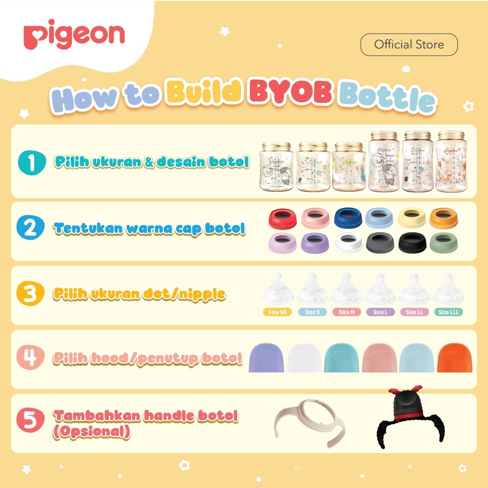 Pigeon BYOB SofTouch Hood - 1pcs Box | Original Asli | Pilih Hood | Pilih Warna | Botol Susu Bayi & Anak | Botol Susu Newborn | Bahan Biomass PP - BPP | Tahan Suhu 120 C | Sparepart Botol
