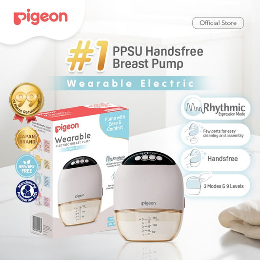 PIGEON Wearable Electric Breast Pump | Pompa Asi Elektrik Handsfree 160ml | HOSPITAL GRADE | 3 Mode 9 Level Kekuatan | Wadah PPSU Medical Grade | Garansi 2 Tahun | Hisapan Kuat dan Lembut | Pengosongan Maksimal | Pompa ASI Portable