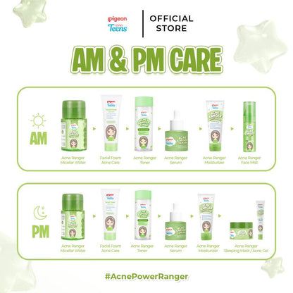 Pigeon Teens Acne Ranger Sleeping Mask | Sleeping Mask Remaja untuk Kulit Berjerawat | Menenangkan & Melembapkan Semalaman | Lightweight & Alcohol Free