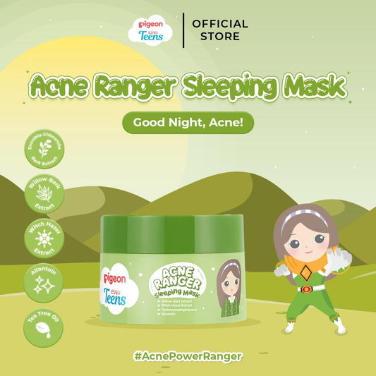 Pigeon Teens Acne Ranger Sleeping Mask | Sleeping Mask Remaja untuk Kulit Berjerawat | Menenangkan & Melembapkan Semalaman | Lightweight & Alcohol Free