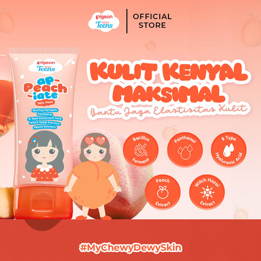 Pigeon Teens A-Peach-iate Jelly Mask 60ml|Skincare Remaja|Menjaga Skin Microbiome|Bacillus Ferment & Panthenol