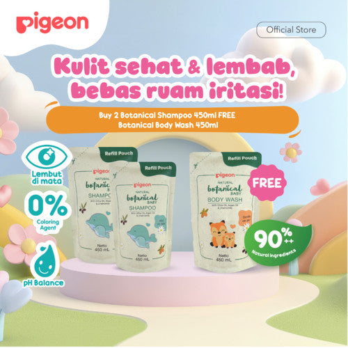 Pigeon Buy 2 Botanical Shampoo 450ml Free 1 Botanical Body Wash 450ml