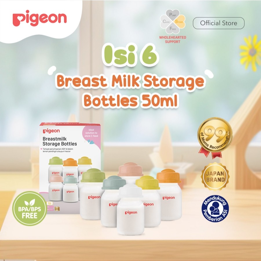 Pigeon Breastmilk Storage Bottle PP RP 50 ml 6pcs & 120 ml 3 pcs | Botol Asi