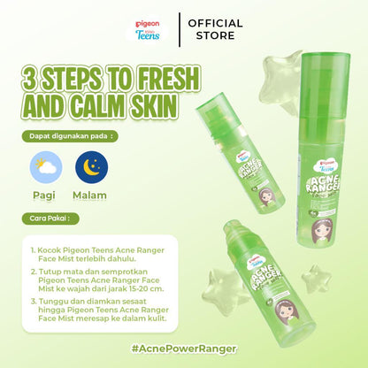 Pigeon Teens Acne Ranger Face Mist | Face Mist Remaja untuk Kulit Berjerawat | Menyegarkan & Mengontrol Minyak Berlebih | Lightweight, Refreshing & Alcohol Free
