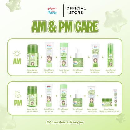 Pigeon Teens Acne Ranger Micellar Water | Micellar Water Remaja untuk Kulit Berjerawat | Membersihkan Makeup & Minyak Berlebih | Refreshing, Lightweight & Alcohol Free