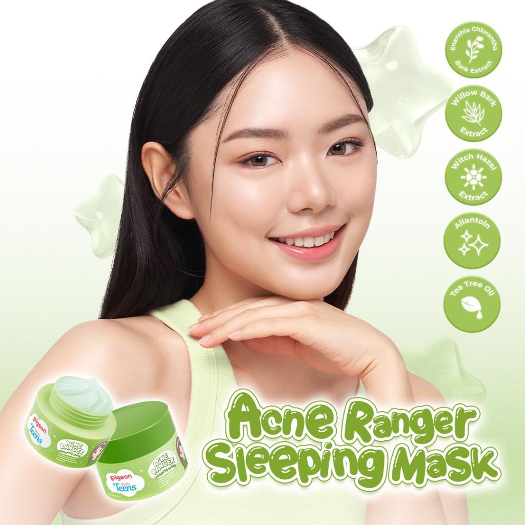 Pigeon Teens Acne Ranger Sleeping Mask | Sleeping Mask Remaja untuk Kulit Berjerawat | Menenangkan & Melembapkan Semalaman | Lightweight & Alcohol Free