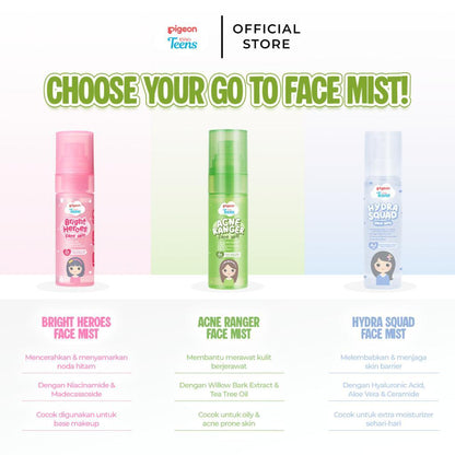 Pigeon Teens Acne Ranger Face Mist | Face Mist Remaja untuk Kulit Berjerawat | Menyegarkan & Mengontrol Minyak Berlebih | Lightweight, Refreshing & Alcohol Free