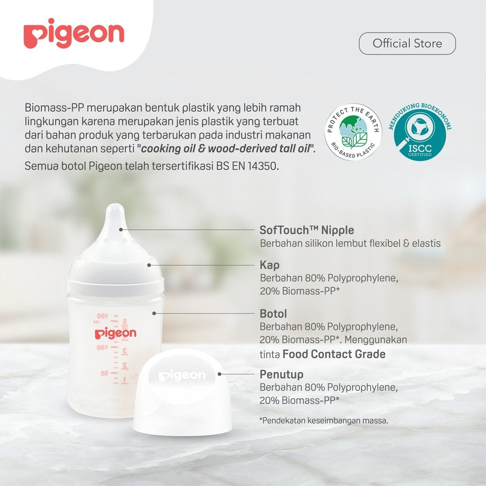 PIGEON Botol BPP Wide Neck (Set isi 2) with SofTouch Nipple | Botol Susu Bayi | Botol Susu Newborn | Medical Grade | Tahan Suhu 110 C | Anti Kolik | BPA BPS FREE | Dot Seperti Payudara Ibu | Nipple Dot Lembut & Elastis | Nipple Anti Bingput