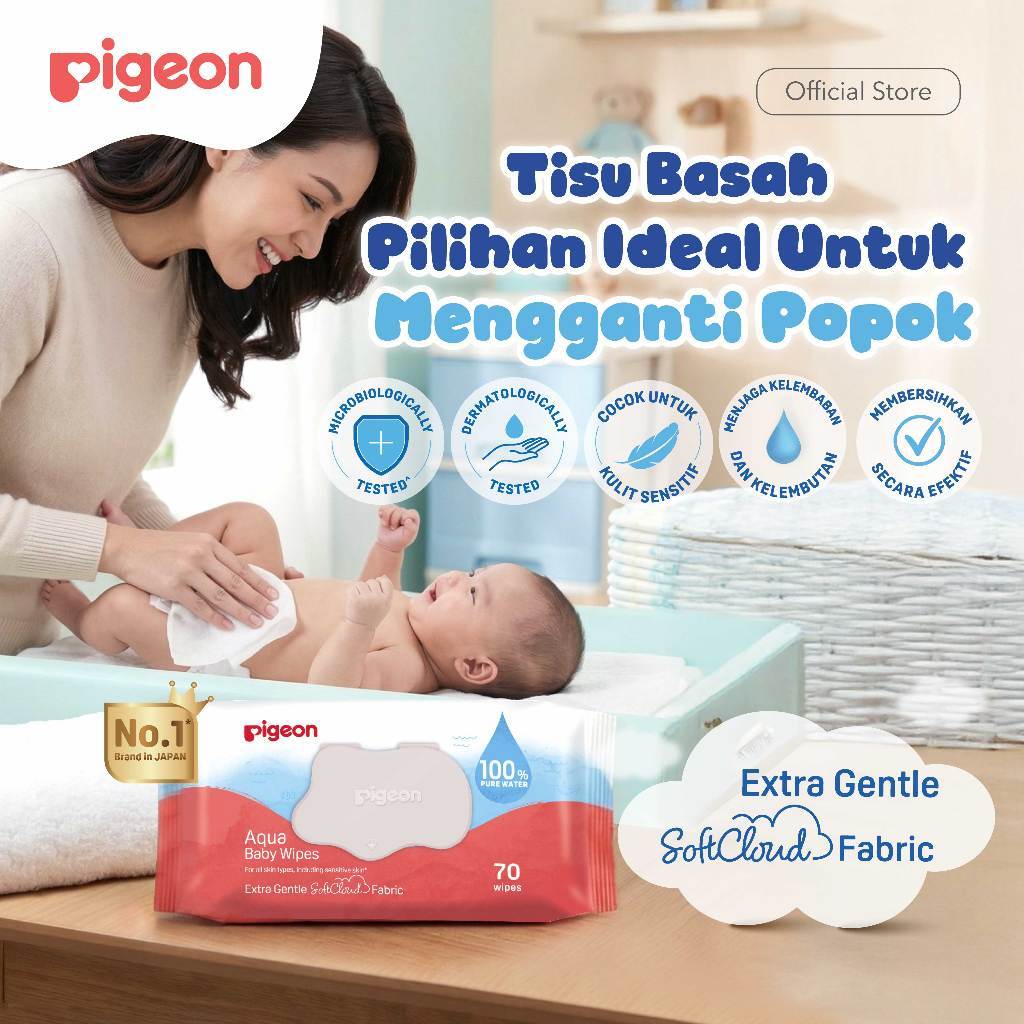PIGEON Baby Wipes Pure Water | Tisu Basah Bayi | Pure Gentle Wipes | Wet Wipes | Food Grade