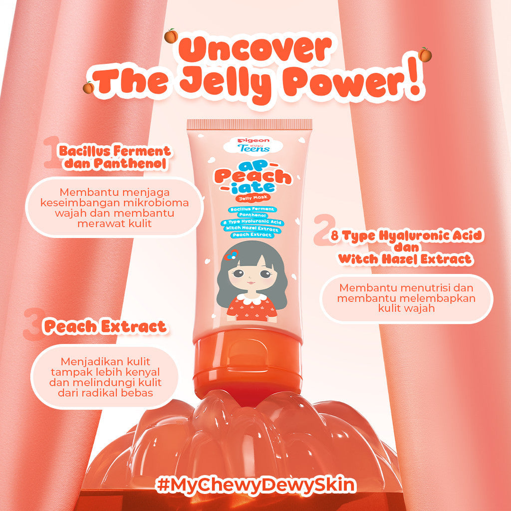 Pigeon Teens A-Peach-iate Jelly Mask 60ml|Skincare Remaja|Menjaga Skin Microbiome|Bacillus Ferment & Panthenol