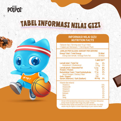 (ISI 12) POIPOI Cereal Bar Mix Cokelat & Strawberry 15g | Cereal bar bergizi | Cemilan Anak | Sarapan Instant | Tinggi Vitamin | Tinggi Kalsium | Cokelat Asli
