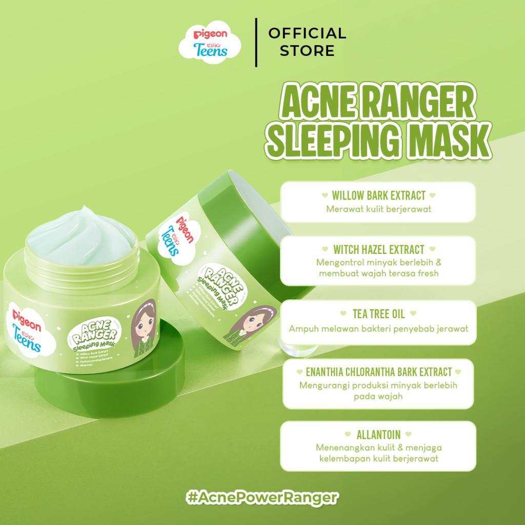 Pigeon Teens Acne Ranger Sleeping Mask | Sleeping Mask Remaja untuk Kulit Berjerawat | Menenangkan & Melembapkan Semalaman | Lightweight & Alcohol Free