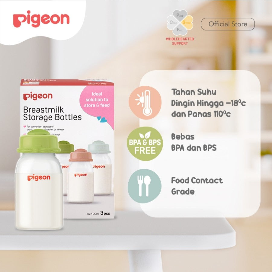 Pigeon Breastmilk Storage Bottle PP RP 50 ml 6pcs & 120 ml 3 pcs | Botol Asi