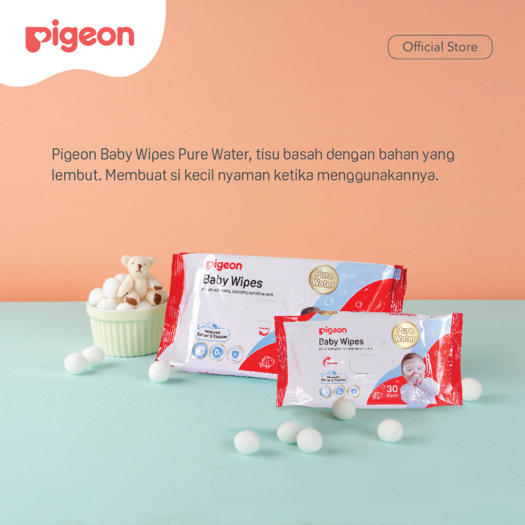 PIGEON Baby Wipes Pure Water - 30 Sheets | Tisu Basah Bayi