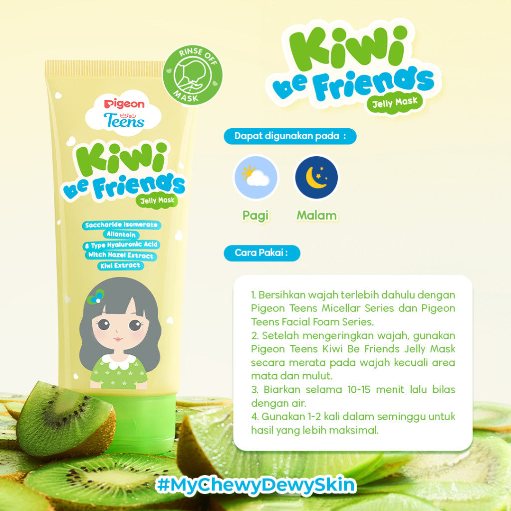 Pigeon Teens Kiwi Be Friends Jelly Mask 60ml|Skincare Remaja|Menenangkan Iritasi|Saccharide Isomerate & Allantoin