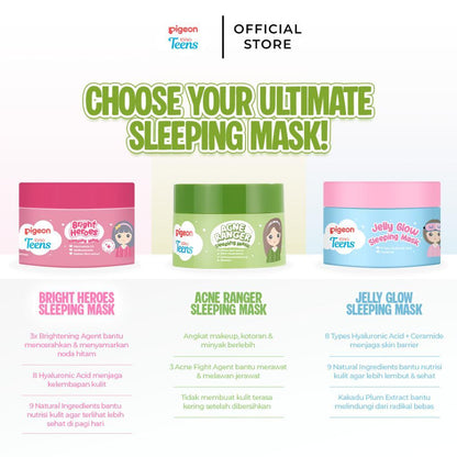 Pigeon Teens Acne Ranger Sleeping Mask | Sleeping Mask Remaja untuk Kulit Berjerawat | Menenangkan & Melembapkan Semalaman | Lightweight & Alcohol Free