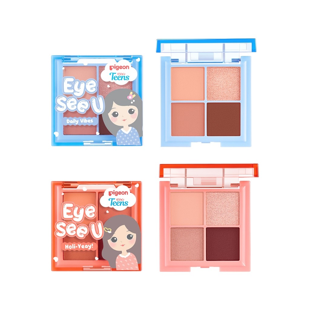 Pigeon Teens Eye See U Eye Shadow 3.2gr |Makeup Remaja |4in1 Pallette |Pigmented & Longlasting Formula |Blends Like Butter