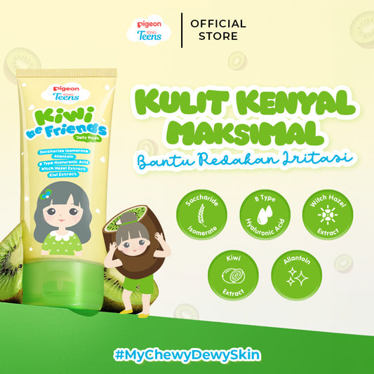 Pigeon Teens Kiwi Be Friends Jelly Mask 60ml|Skincare Remaja|Menenangkan Iritasi|Saccharide Isomerate & Allantoin
