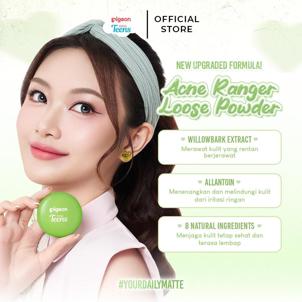 Pigeon Teens Acne Ranger Loose Powder 9gr | Bedak Tabur Remaja |Kulit & Berminyak & Berjerawat |Talc Free