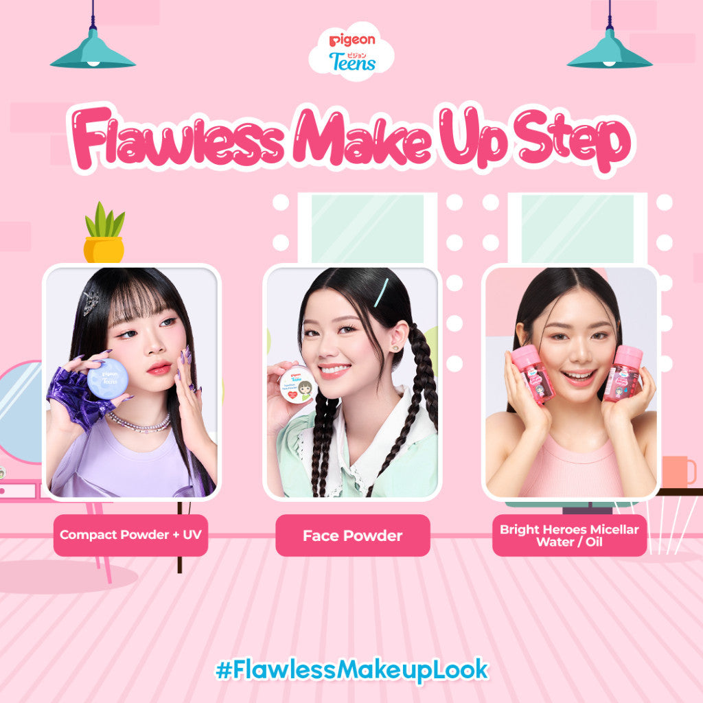 PIGEON TEENS MAKEUP FULL SET | Makeup Kit Remaja| Bedak dan Micellar Water Remaja| Untuk Semua Jenis Kulit