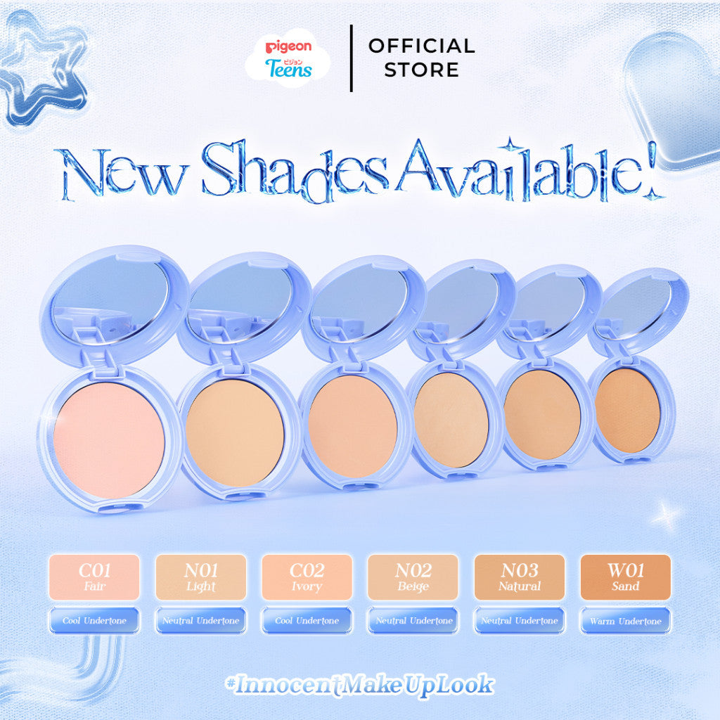 TWINPACK Pigeon Teens Everyday Compact Powder UV |Bedak Padat Remaja|Natural Finish Look |Hypoallergenic