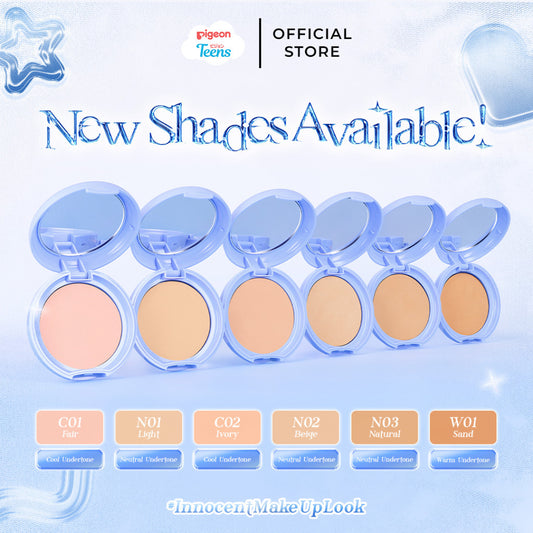 TWINPACK Pigeon Teens Everyday Compact Powder UV |Bedak Padat Remaja|Natural Finish Look |Hypoallergenic