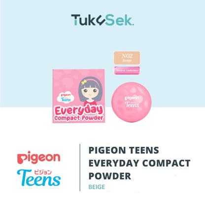 Pigeon Teens Everyday Compact Powder |Bedak Padat Remaja|Natural Finish Look |Hypoallergenic