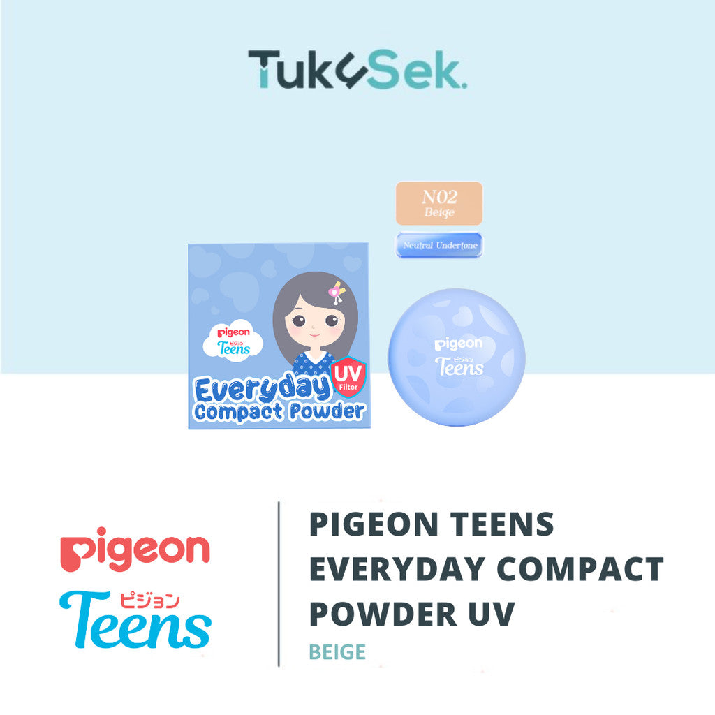 Pigeon Teens Everyday Compact Powder UV |Bedak Padat Remaja|Natural Finish Look |Hypoallergenic