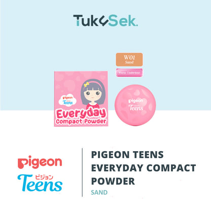 Pigeon Teens Everyday Compact Powder |Bedak Padat Remaja|Natural Finish Look |Hypoallergenic