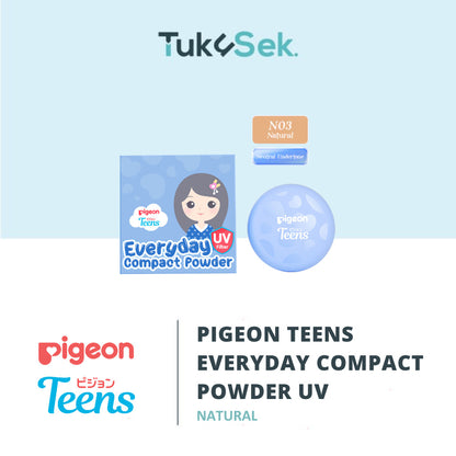 Pigeon Teens Everyday Compact Powder UV |Bedak Padat Remaja|Natural Finish Look |Hypoallergenic