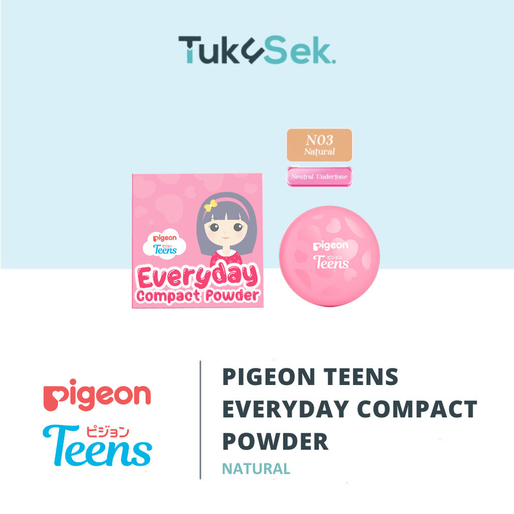 Pigeon Teens Everyday Compact Powder |Bedak Padat Remaja|Natural Finish Look |Hypoallergenic