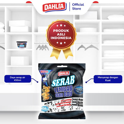 DAHLIA Refill Serab Lembab & Bau Karbon Aktif isi 1 (250gr) - 2x Lebih Kuat Menyerap Lembab, Mencegah Penjamuran, Menghilangkan Bau