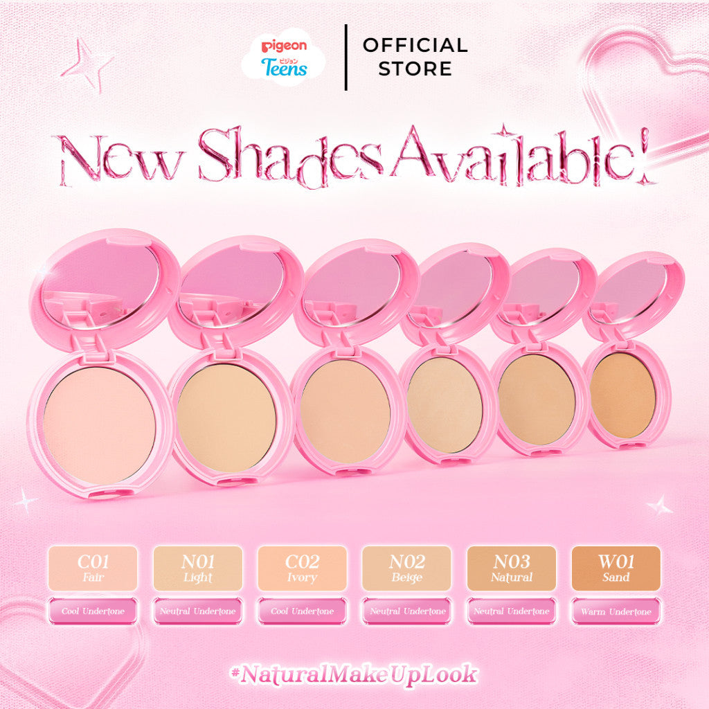 TWINPACK Pigeon Teens Everyday Compact Powder |Bedak Padat Remaja|Natural Finish Look |Hypoallergenic