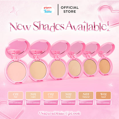 TWINPACK Pigeon Teens Everyday Compact Powder |Bedak Padat Remaja|Natural Finish Look |Hypoallergenic